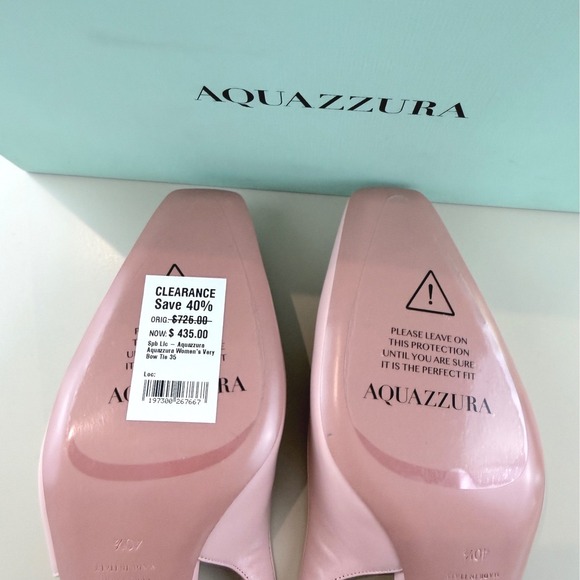 Aquazzura Very Bow Tie Sling 35 Petal Pink Nappa Leather Pumps 40.5 $725 MSRP - Picture 7 of 14
